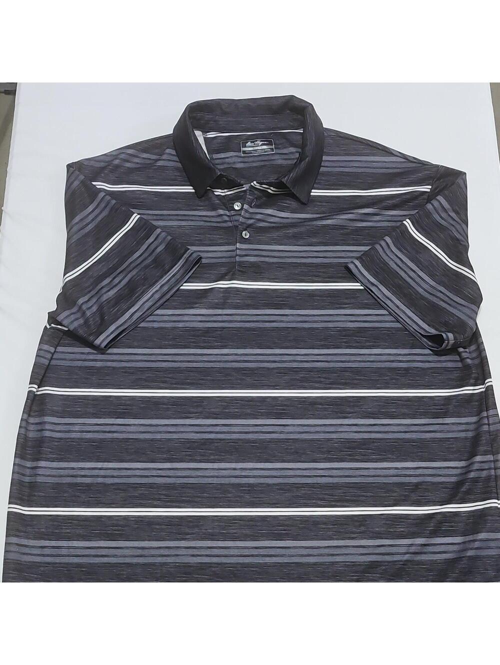 Ben Hogan Performance Men's Striped Breathable Golf Polo Gray Black 2XL 0132